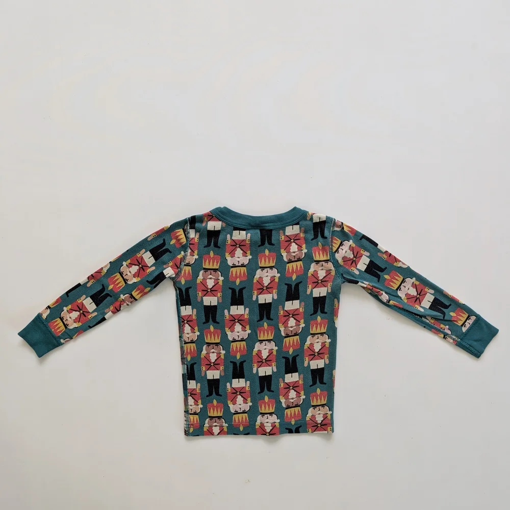 Hanna Andersson Holiday Print Long John Pajama Set Nutcracker Detail